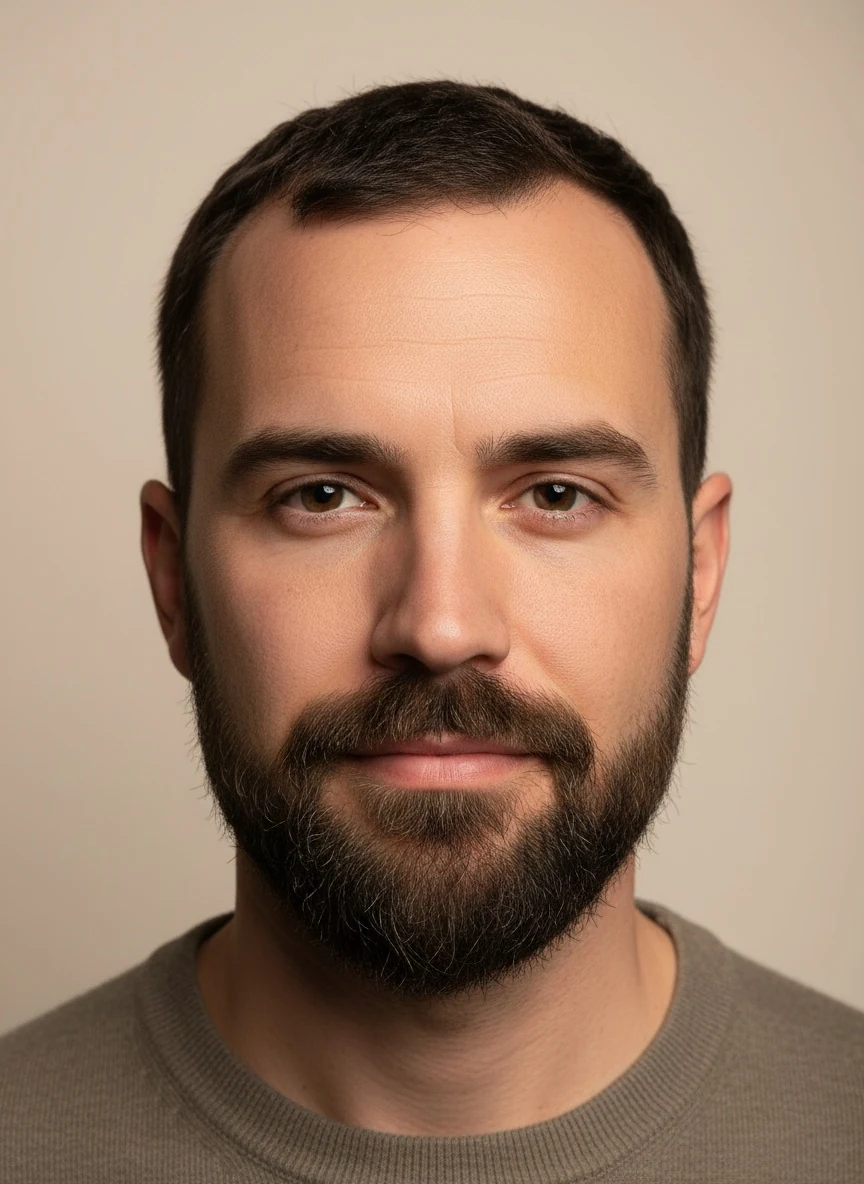 A short boxed beard: short, even length with clean edges