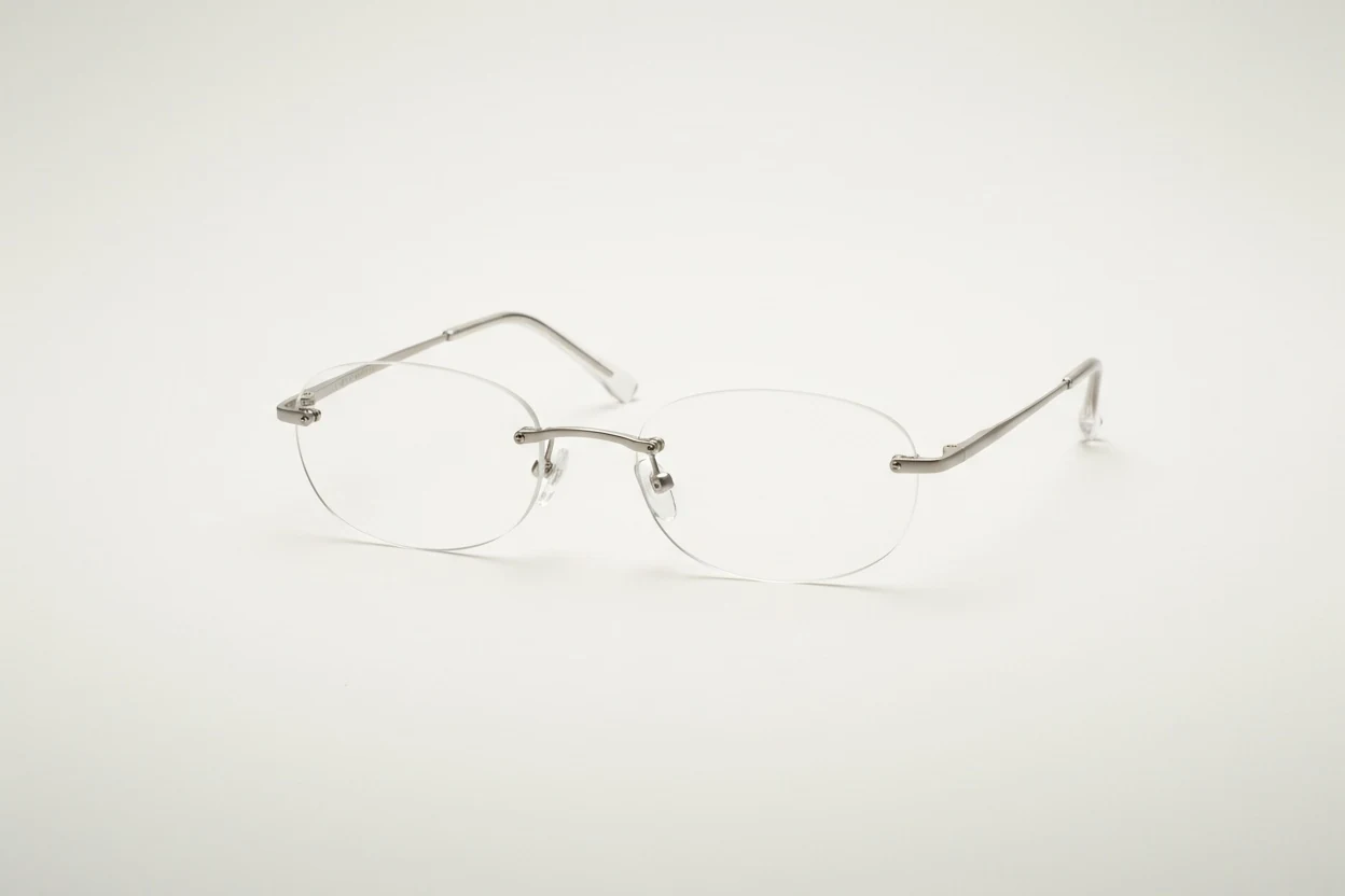 Rimless frames — bare lenses with no border, held by the bridge and temples