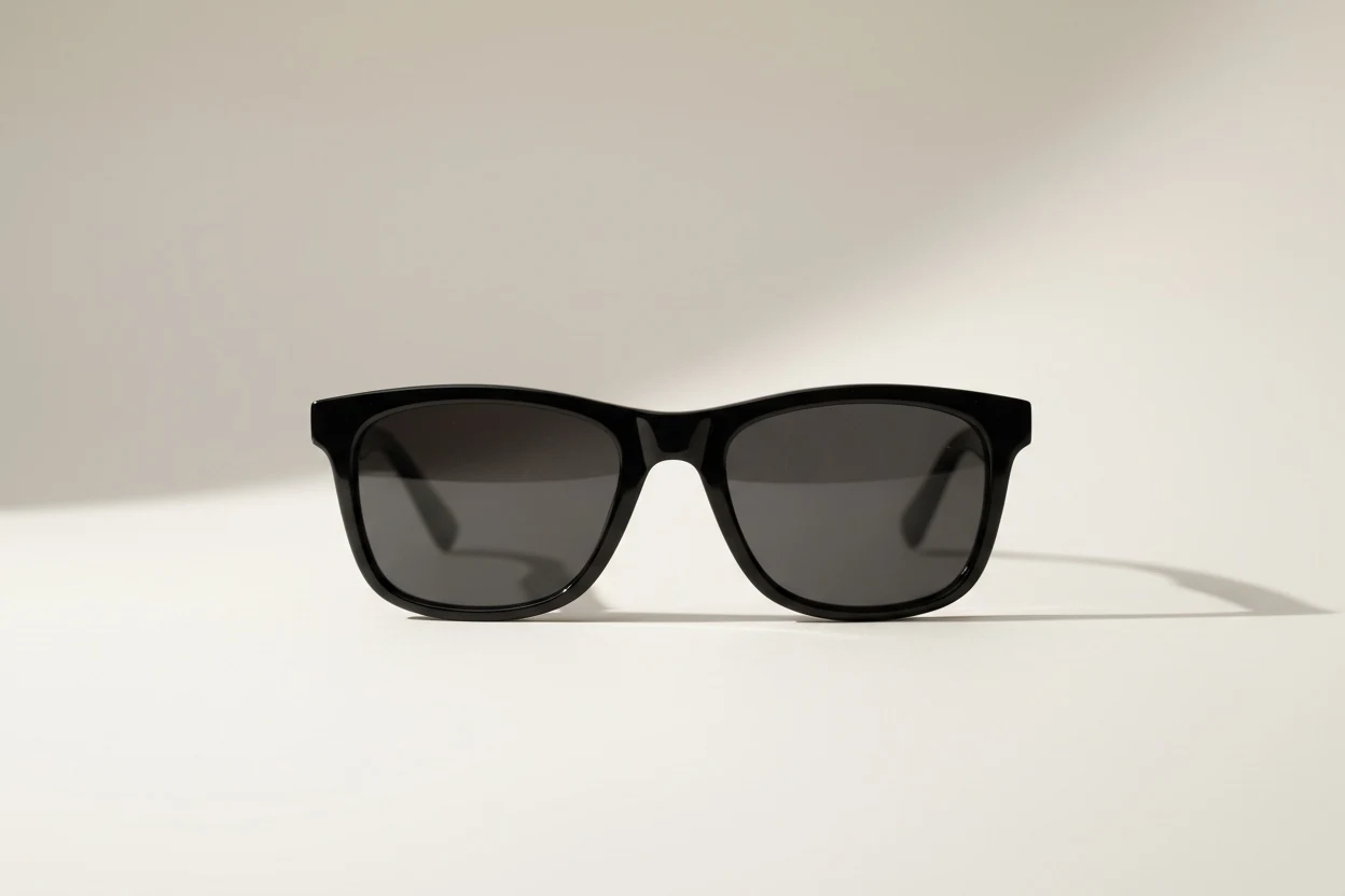 Wayfarer frames — thick acetate with slightly angled top corners