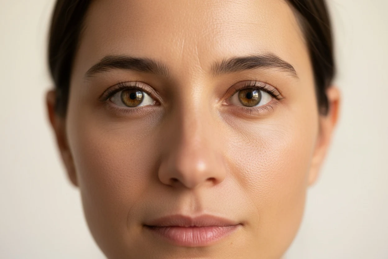 The eye region of a face photographed straight on, the area the eye shape test measures