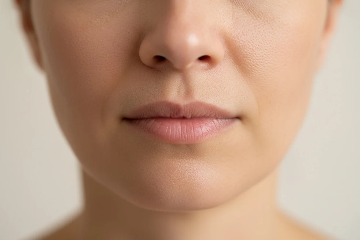 The groove between nose and upper lip, the region the philtrum measurement covers