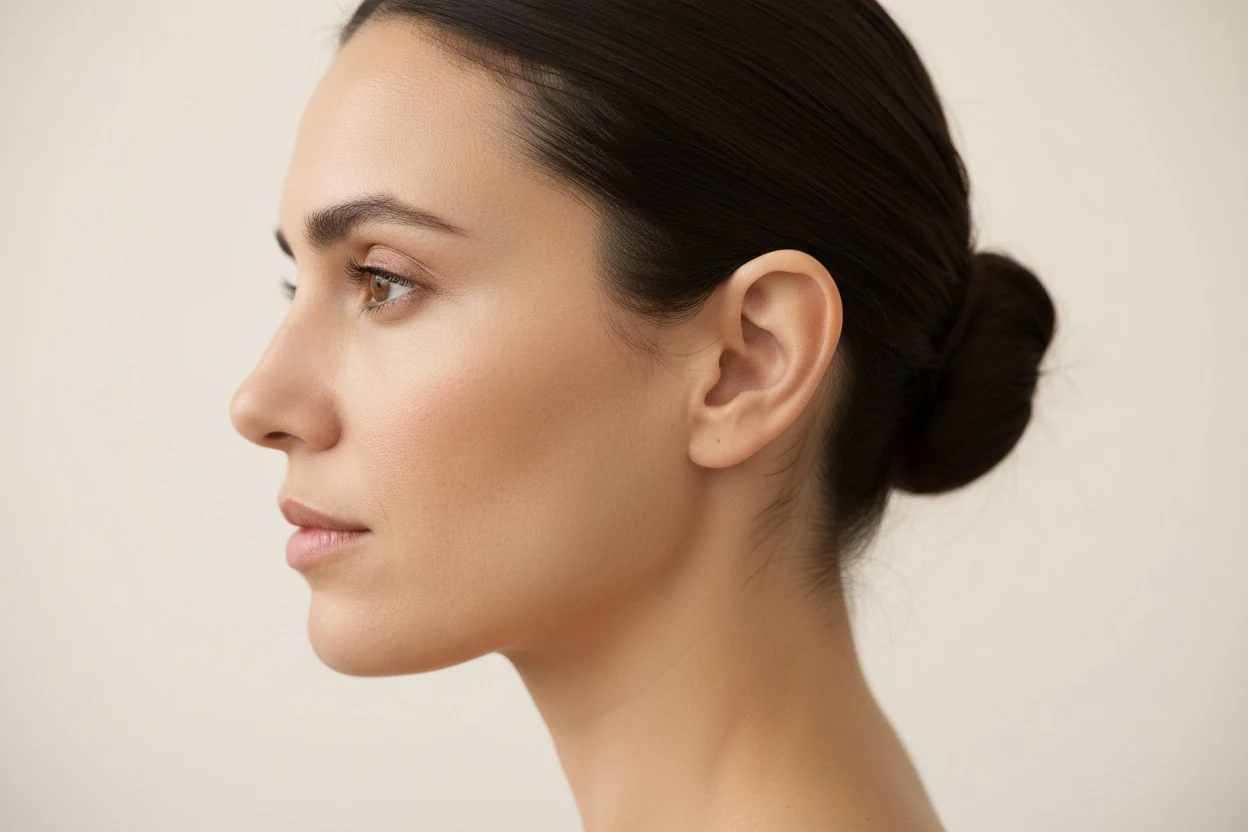 A face turned to the side — the view that carries depth, and the one a selfie never has